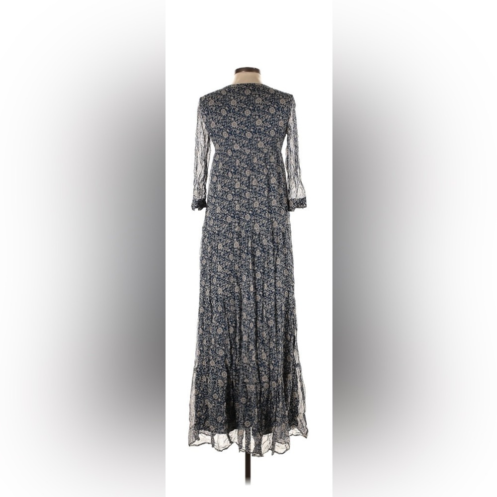 Sezane Aurelie Floral Marine Blue Maxi Dress size 34 US size 2 - Picture 5 of 8